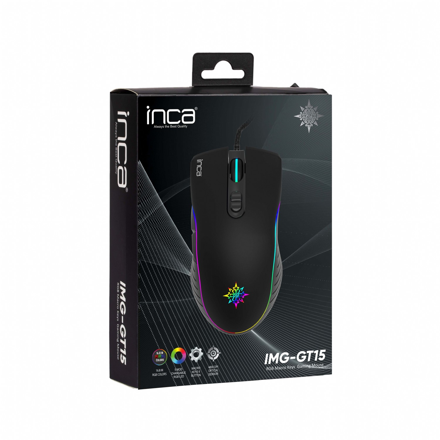 Zweites Bild vonINCA IMG-GT15, Beidhändig, USB Typ-A, 4800 DPI, Schwarz