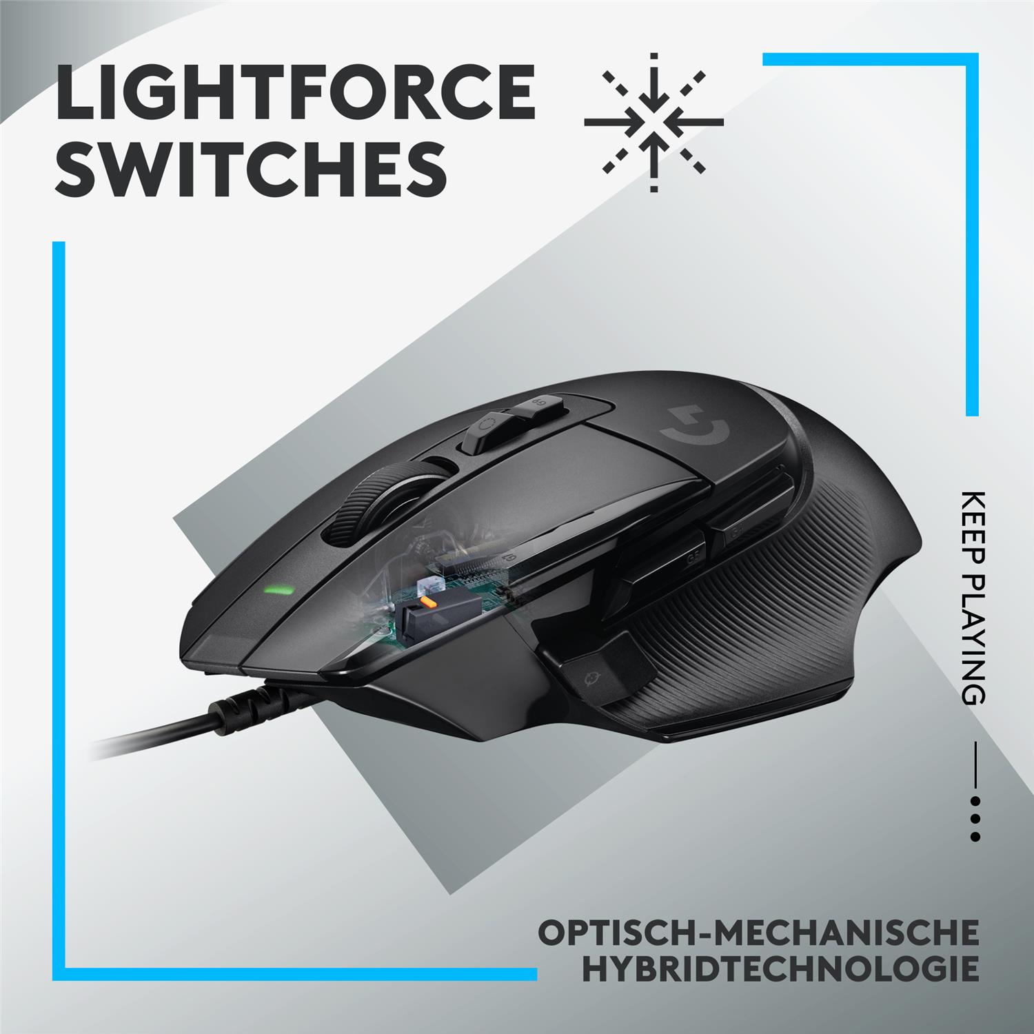 Zweites Bild vonLogitech G G502 X, rechts, Optisch, USB Typ-A, 25600 DPI, Schwarz