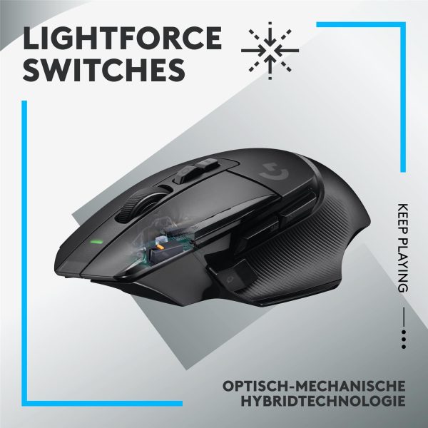 Zweites Bild vonLogitech G G502 X LIGHTSPEED, rechts, Optisch, RF Wireless, 25600 DPI, Schwarz