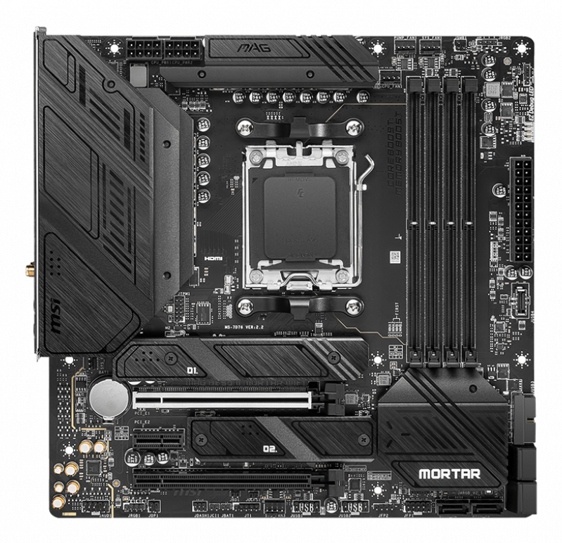 MSI MAG B650M Mortar WIFI, AMD, Sockel AM5, AMD Ryzen 7000 Series, Sockel AM5, DDR5-SDRAM, 128 GB