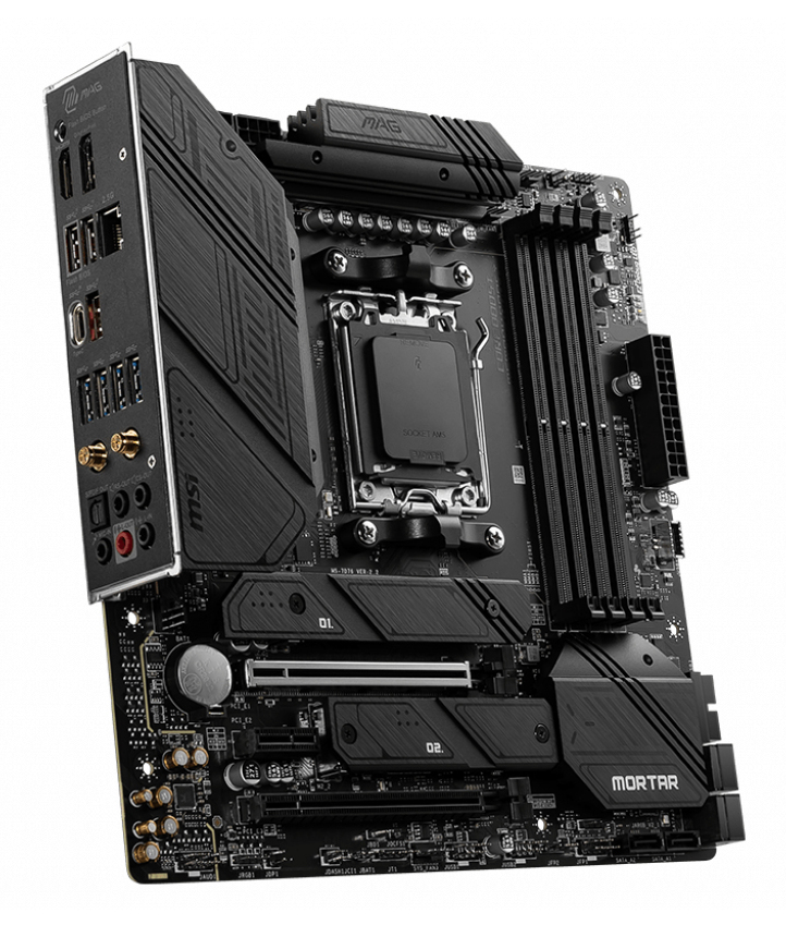 Zweites Bild vonMSI MAG B650M Mortar WIFI, AMD, Sockel AM5, AMD Ryzen 7000 Series, Sockel AM5, DDR5-SDRAM, 128 GB