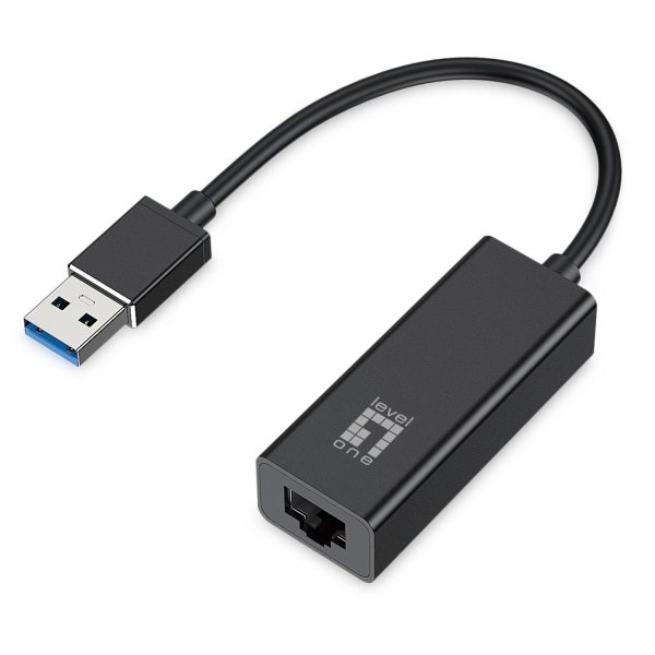 LevelOne USB-0401 Gigabit USB Netzwerkadapter, Kabelgebunden, USB, Ethernet, 1000 Mbit/s, Schwarz