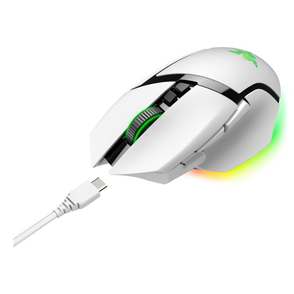 Zweites Bild vonRazer Basilisk V3 Pro, rechts, Optisch, RF Wireless + Bluetooth + USB Type-C, 30000 DPI, Weiß