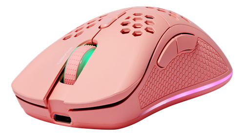 Deltaco Gaming GAM-120-P, rechts, Laser, RF Wireless + USB Type-C, 4800 DPI, 1 ms, Pink