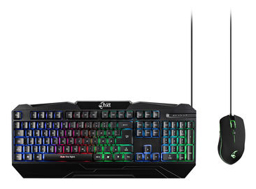 MEDIARANGE MRGS102-UK, Kabelgebunden, USB, QWERTY, RGB-LED, Schwarz, Maus enthalten