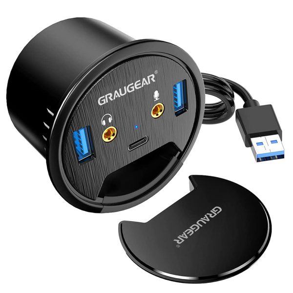 GrauGear G-THUB-AU-60, USB 3.2 Gen 1 (3.1 Gen 1) Type-A, USB 3.0, USB 3.2 Gen 1 (3.1 Gen 1) Type-C, Schwarz, 69 mm, 69 mm, 47 mm
