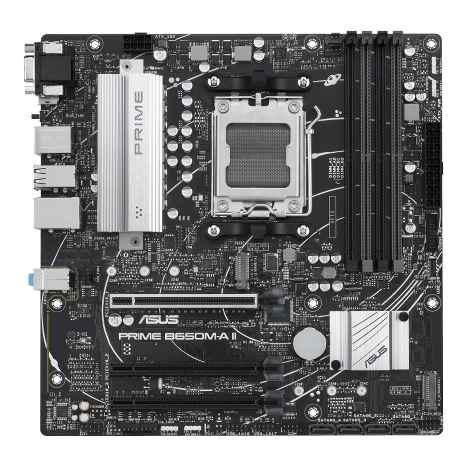 ASUS PRIME B650M-A II-CSM, AMD, Sockel AM5, AMD Ryzen 7000 Series, Sockel AM5, DDR5-SDRAM, 128 GB