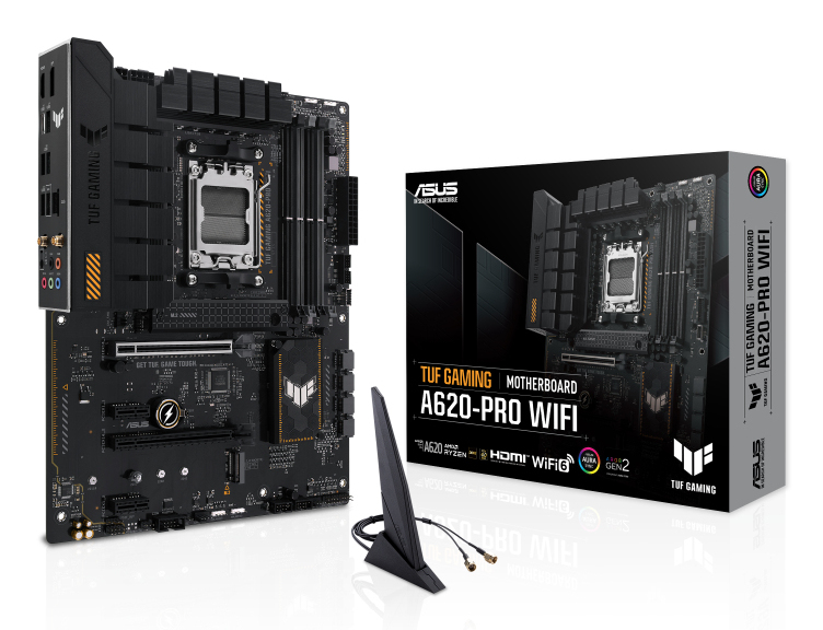 ASUS TUF GAMING A620-PRO WIFI, AMD, Sockel AM5, AMD Ryzen 5000 Series, AMD Ryzen 7000 Series, Sockel AM5, DDR5-SDRAM, 192 GB