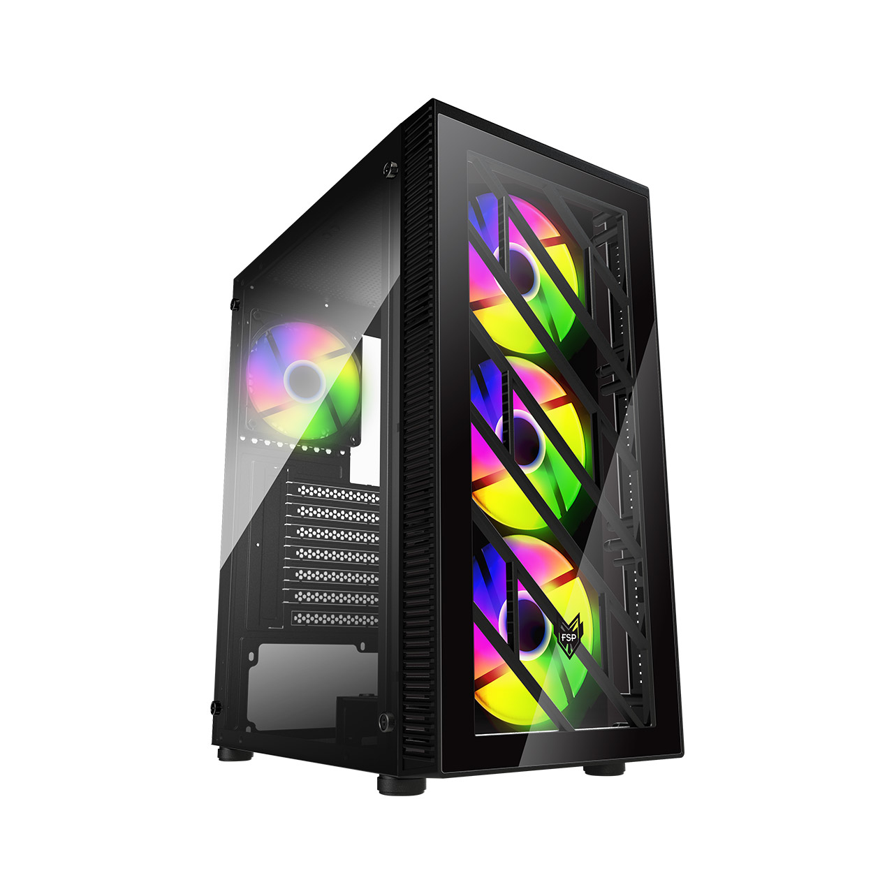 FSP CMT192, Midi Tower, PC, Schwarz, ATX, micro ATX, Mini-ITX, SPCC, Gehärtetes Glas, Multi
