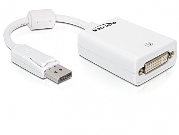 Delock 61765, 0,125 m, DisplayPort, DVI-I, Männlich, Weiblich, Weiß