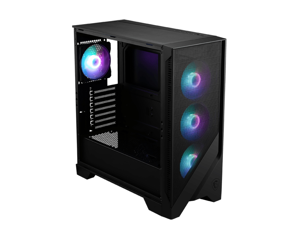 Zweites Bild vonMSI MAG FORGE 320R AIRFLOW, Micro Tower, PC, Schwarz, Transparent, micro ATX, Mini-ITX, Netz, Kunststoff, Gaming