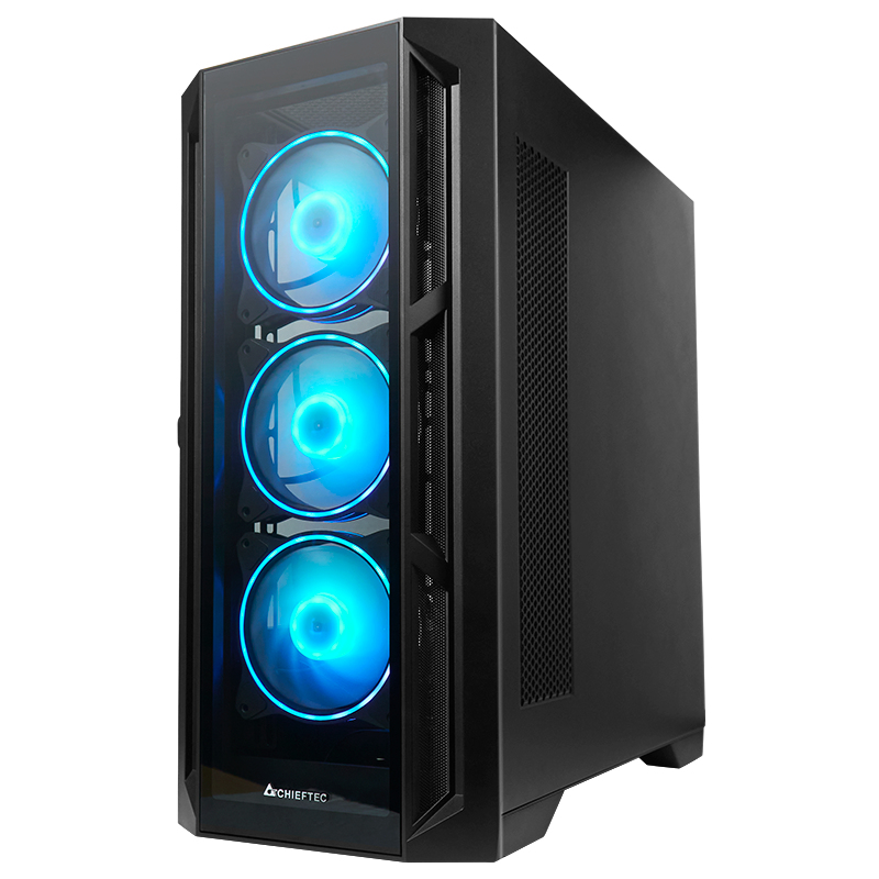 Zweites Bild vonChieftec APEX GA-01B-TG-OP ATX, Midi Tower, PC, Schwarz, ATX, EATX, ITX, micro ATX, Mini-ITX, SPCC, Gaming