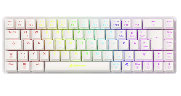 Sharkoon PureWriter W65, Verkabelt & Kabellos, RF Wireless, Mechanischer Switch, QWERTZ, RGB-LED, Schwarz