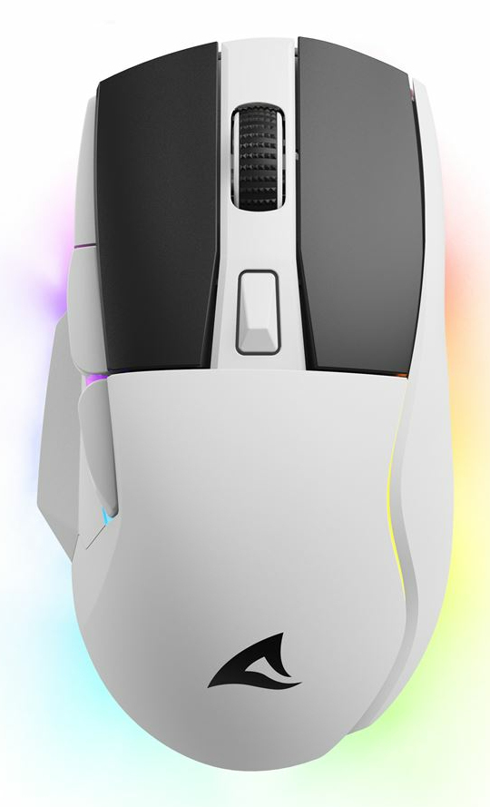 Sharkoon SGM50W, rechts, Optisch, RF Wireless + USB Type-A, 6400 DPI, Schwarz, Weiß