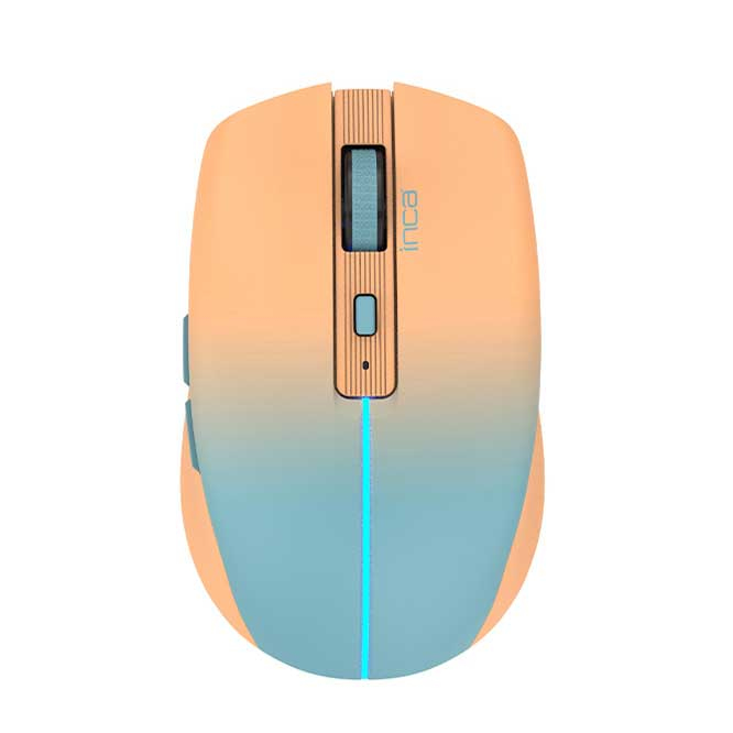 INCA IWM-511RT, rechts, Optisch, RF Wireless + Bluetooth + USB Type-C, 1600 DPI, Blau, Orange