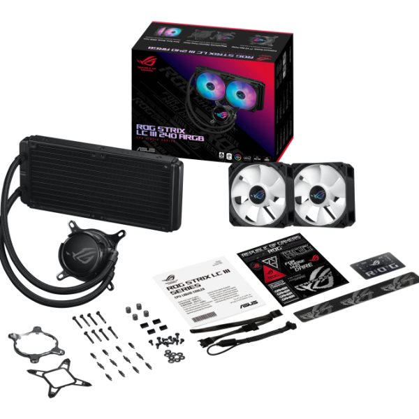 Zweites Bild vonASUS ROG Strix LC III 240 ARGB, Flüssigkeitskühlung, 12 cm, 36 dB, 70,38 cfm, Schwarz