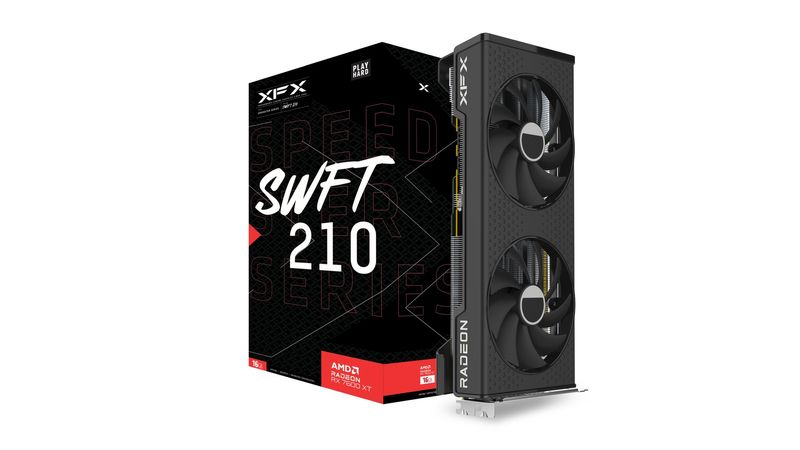 XFX SPEEDSTER SWFT 210 Radeon RX 7600 XT, Radeon RX 7600 XT, 16 GB, GDDR6, 128 Bit, 7680 x 4320 Pixel, PCI Express 4.0