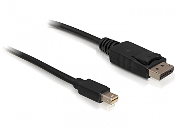 Delock 3m Displayport Cable, 3 m, mini DisplayPort, Displayport, Schwarz, Gold, 10,8 Gbit/s