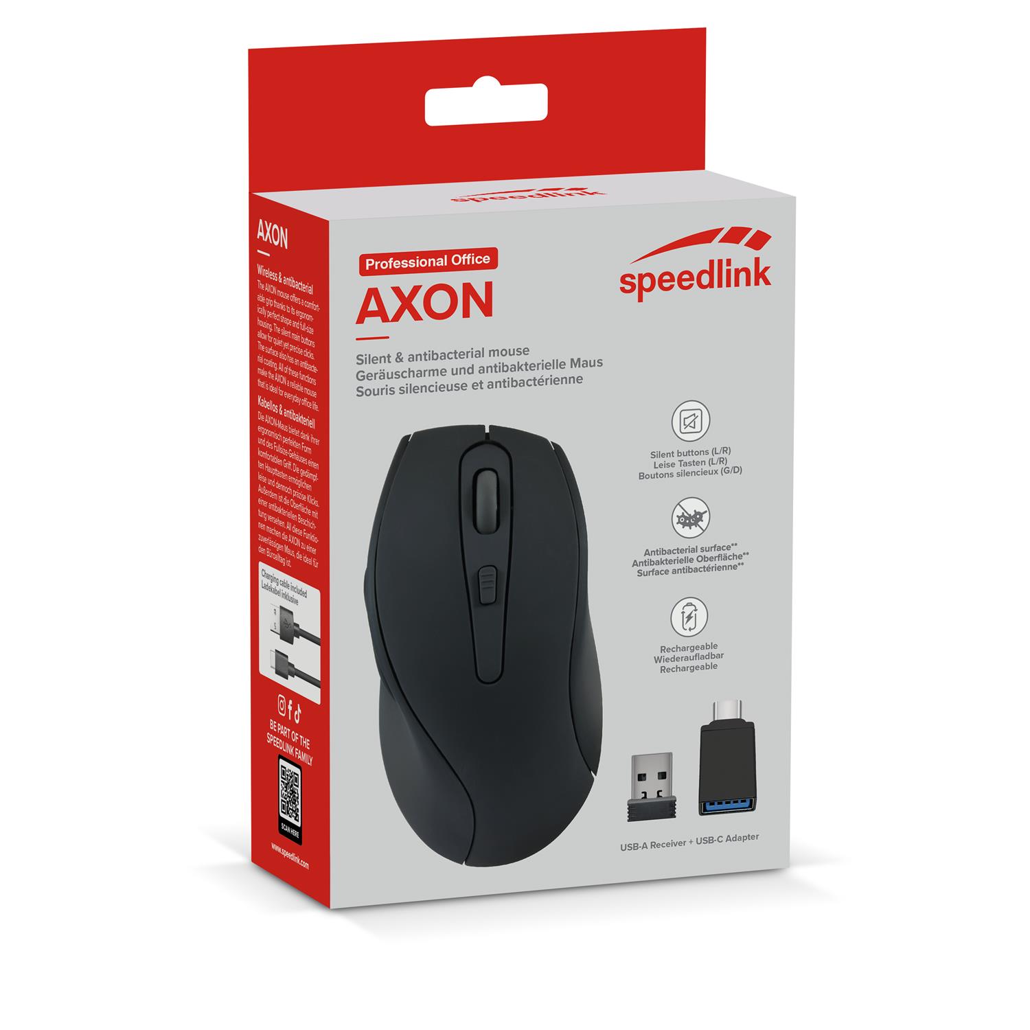 Zweites Bild vonSPEEDLINK SL-630004-RRBK, rechts, Optisch, RF Wireless, 1600 DPI, Schwarz