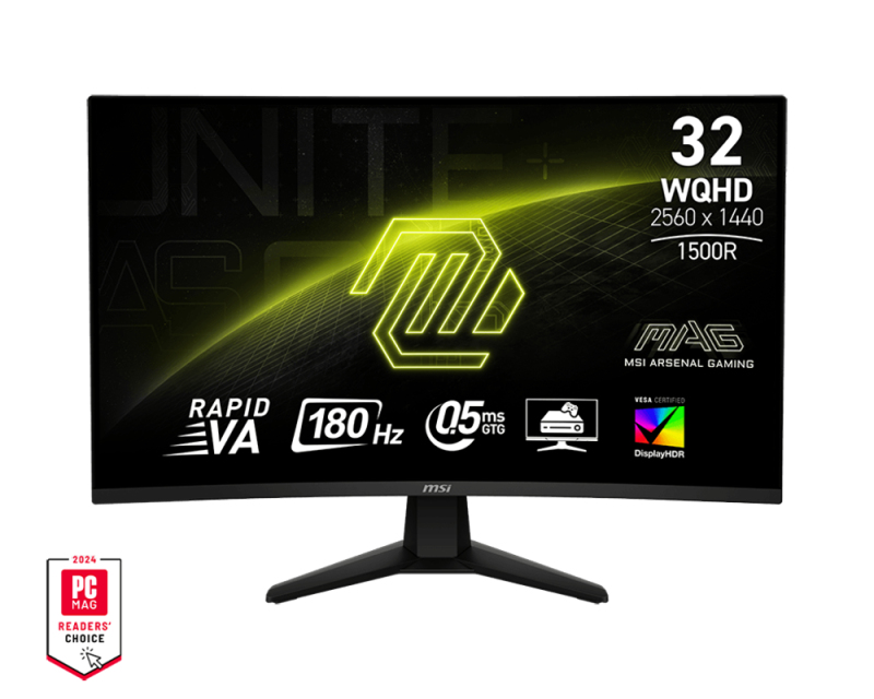 MSI MAG 32CQ6FDE, 80 cm (31.5"), 2560 x 1440 Pixel, Wide Quad HD, LCD, 0,5 ms, Schwarz