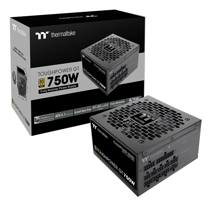 Zweites Bild vonThermaltake Toughpower Gt, 750 W, 100 - 240 V, 50/60 Hz, 10 A, Aktiv, 100 W