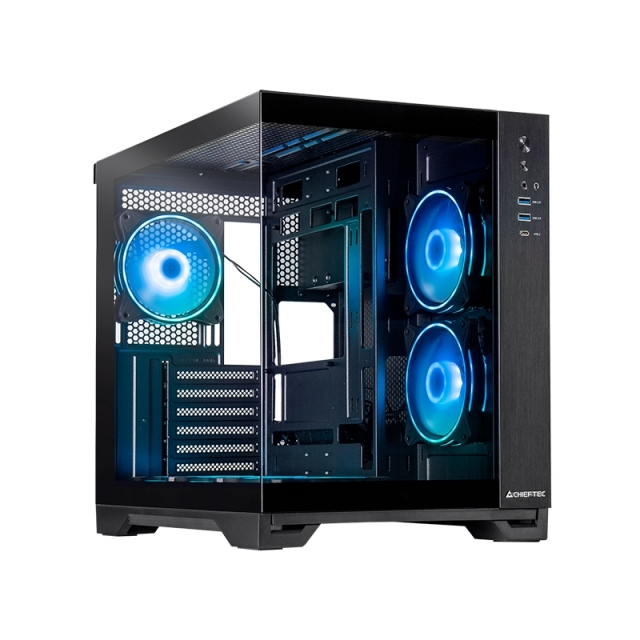 Chieftec Visio GM-30B-TG-OP schwarz Tempered Glass x 2, Cube, PC, Schwarz, ATX, micro ATX, Gaming, Multi