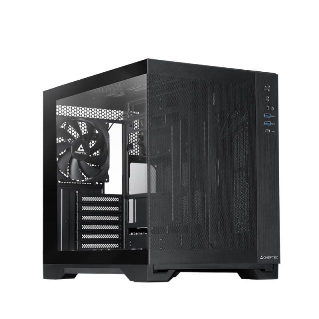 Chieftec mATX Gehäuse GM-30B-M-OP, black, Cube, PC, Schwarz, ATX, micro ATX, Gaming, 17,5 cm