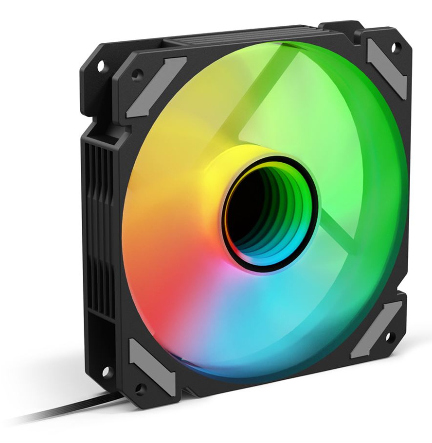 Sharkoon SHARK Mirror PWM RGB, Ventilator, 12 cm, 500 RPM, 1500 RPM, 99,52 m³/h, Schwarz