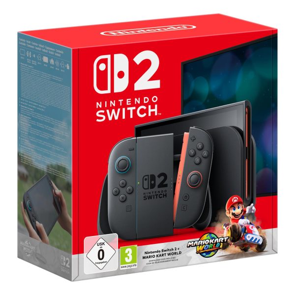 Nintendo Switch 2 + Mario Kart World, Nintendo Switch 2, Schwarz, Analog / Digital, D-Pad, Home button, Menü-Taste, Power-Taste, Tasten, LCD