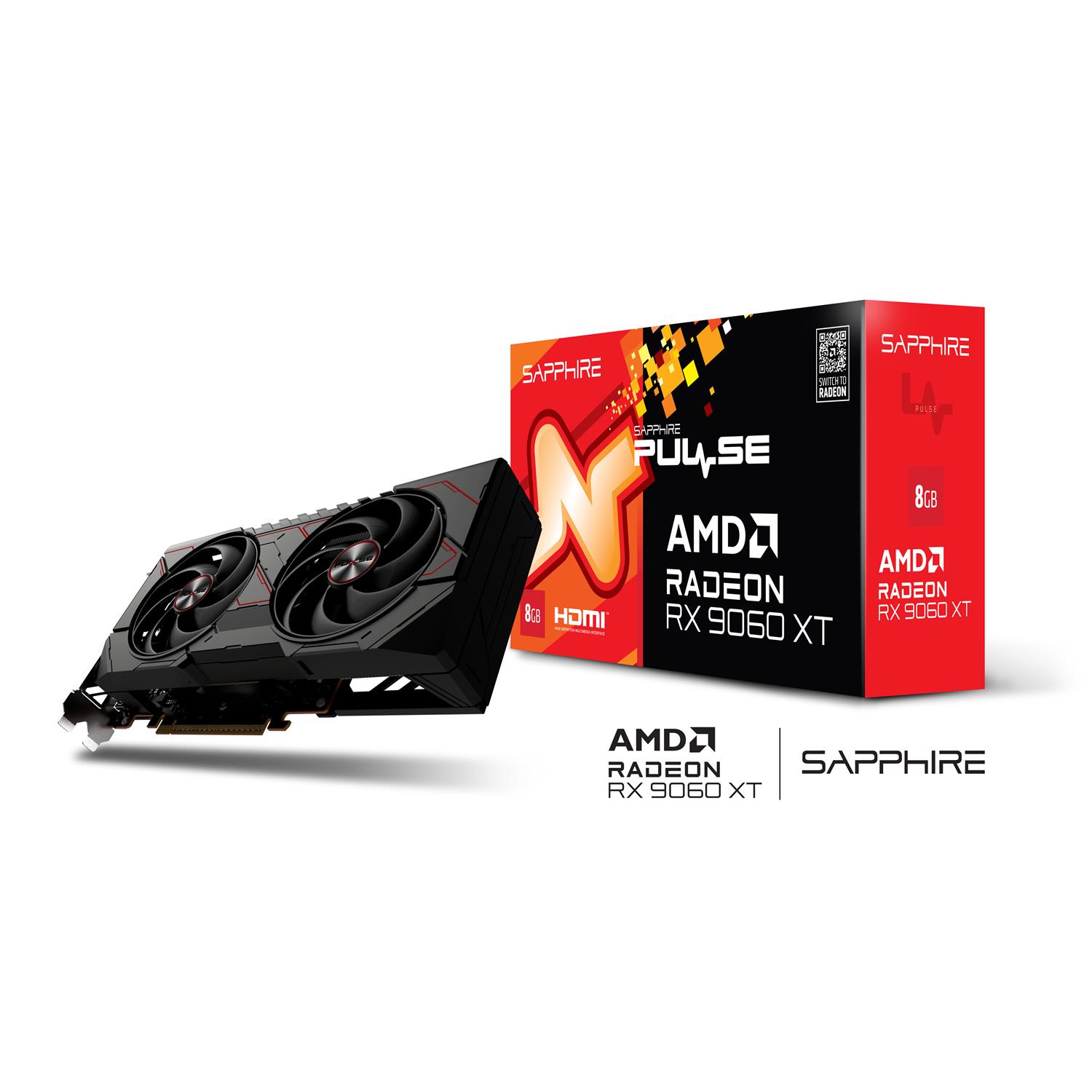 Zweites Bild vonSapphire PULSE AMD Radeon RX 9060 XT 8GB GPU, Radeon RX 9060 XT, 8 GB, GDDR6, 128 Bit, 7680 x 4320 Pixel, PCI Express x16 5.0