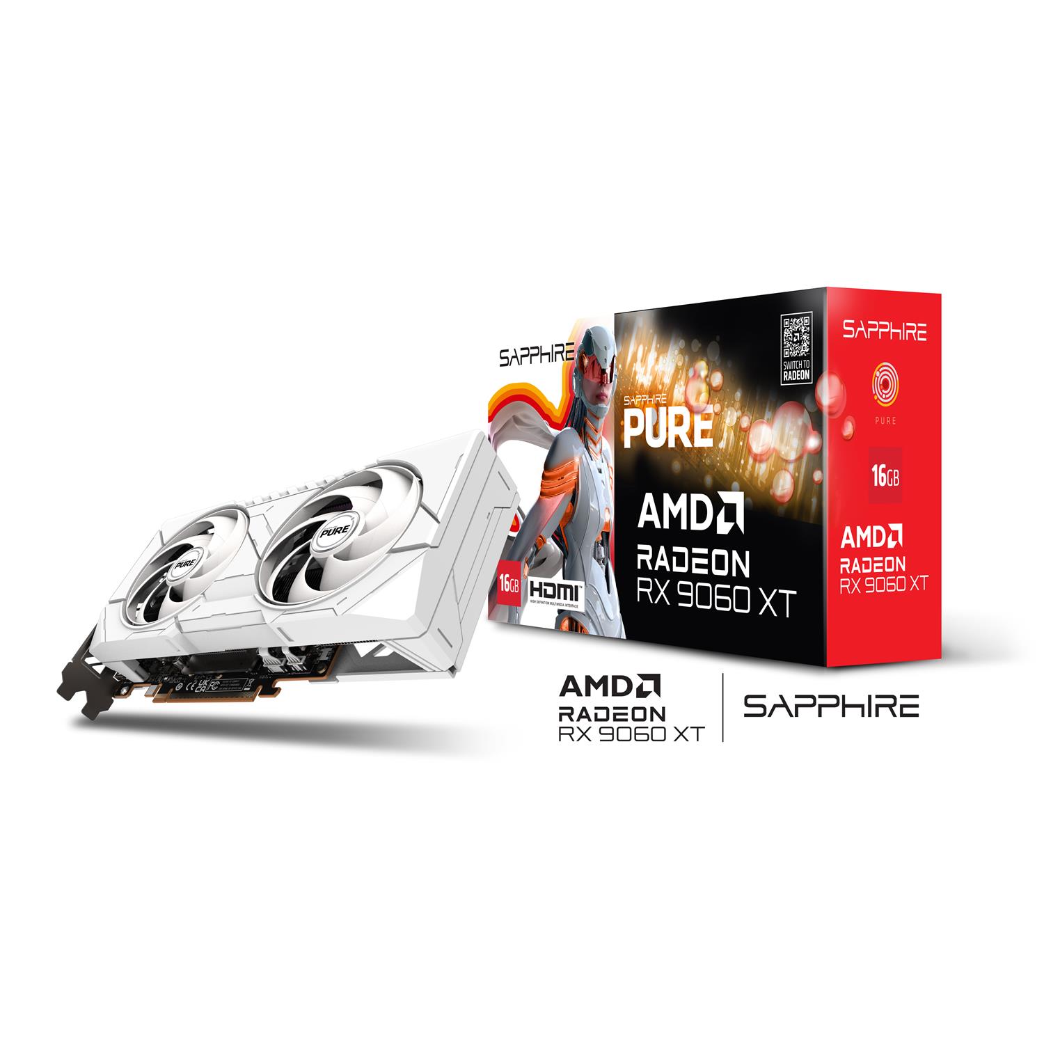 Zweites Bild vonSapphire PURE AMD Radeon RX 9060 XT GPU, Radeon RX 9060 XT, 16 GB, GDDR6, 128 Bit, 7680 x 4320 Pixel, PCI Express x16 5.0