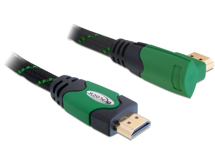 Delock 1m High Speed HDMI 1.4, 1 m, HDMI Typ A (Standard), HDMI Typ A (Standard), 4096 x 2160 Pixel, 3D, Schwarz, Grün