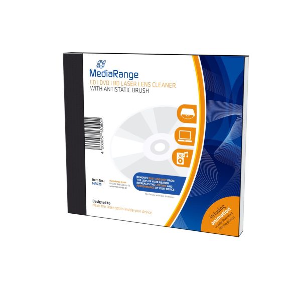 MEDIARANGE MR725, Equipment cleansing CD, PC, 10 mm, 125 mm, 143 mm, 207 g