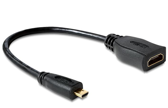 Delock 65391, 0,23 m, HDMI Typ A (Standard), HDMI Typ D (Mikrofon), Schwarz