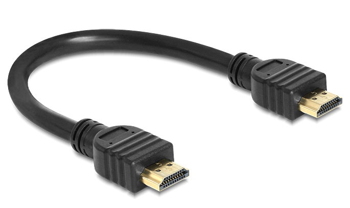 Delock 83352, 0,25 m, HDMI Typ A (Standard), HDMI Typ A (Standard), 4096 x 2160 Pixel, 10,2 Gbit/s, Schwarz