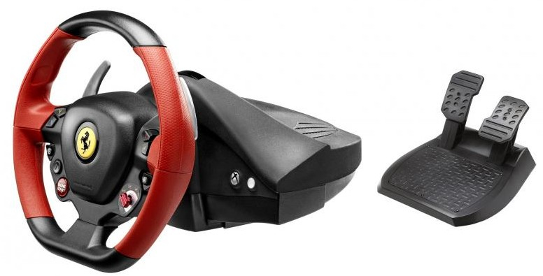 ThrustMaster Ferrari 458 Spider, Lenkrad + Pedale, Xbox One, D-Pad, Kabelgebunden, Schwarz, Rot, 370 mm