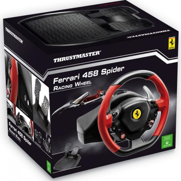 Zweites Bild vonThrustMaster Ferrari 458 Spider, Lenkrad + Pedale, Xbox One, D-Pad, Kabelgebunden, Schwarz, Rot, 370 mm