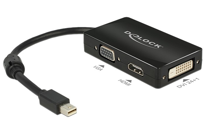 Delock 0.16m DisplayPort/VGA + HDMI + DVI, 0,16 m, Mini DisplayPort, VGA (D-Sub)+ HDMI + DVI, Männlich, Weiblich, 1920 x 1200 Pixel