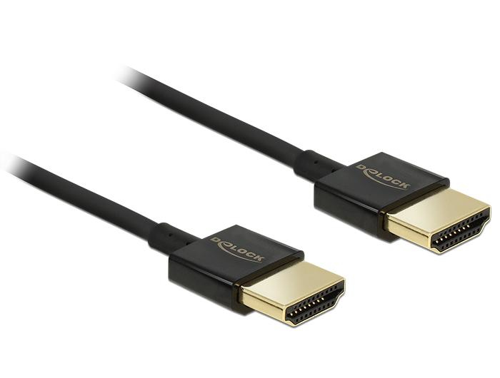 Delock HDMI/HDMI, 0.5 m, 0,5 m, HDMI Typ A (Standard), HDMI Typ A (Standard), 3840 x 2160 Pixel, 3D, Schwarz