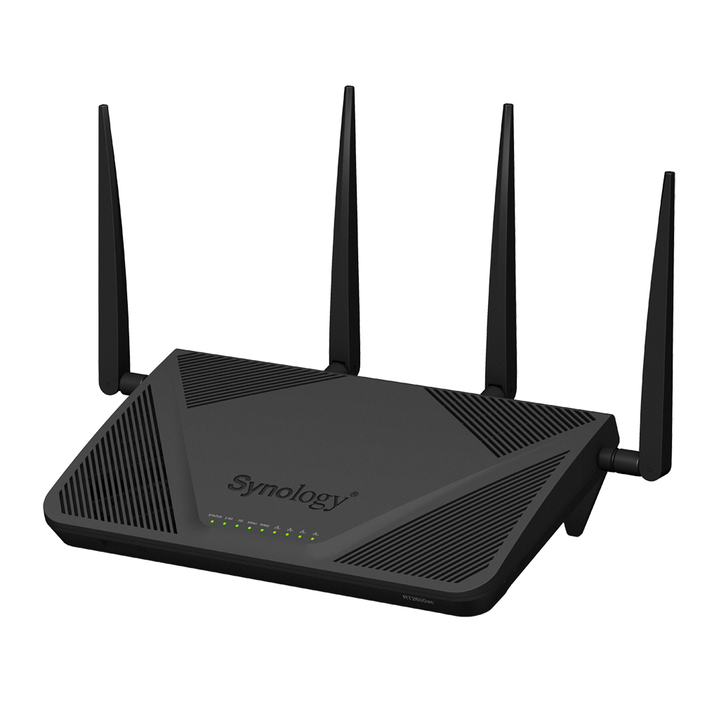 Zweites Bild vonSynology RT2600AC, Wi-Fi 4 (802.11n), Dual-Band (2,4 GHz/5 GHz), Eingebauter Ethernet-Anschluss, Schwarz, Tabletop-Router