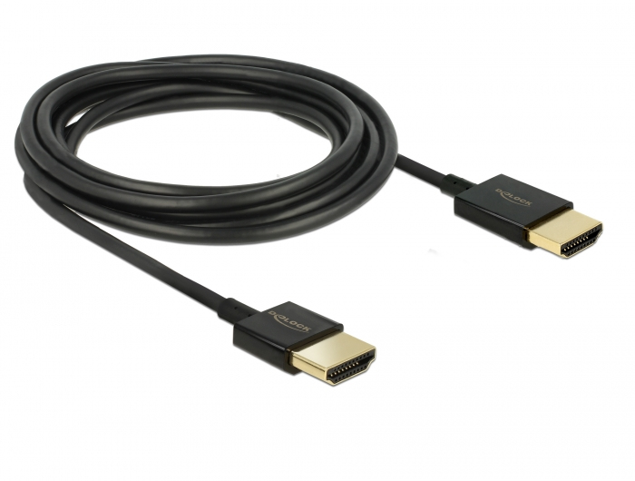 Delock 85117, 0,25 m, HDMI Typ A (Standard), HDMI Typ A (Standard), 3840 x 2160 Pixel, 3D, Schwarz