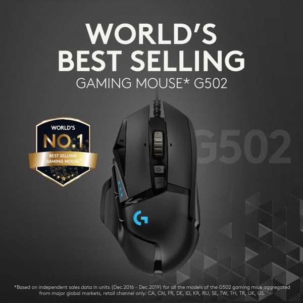 Zweites Bild vonLogitech G Logitech G502 HERO, rechts, Optisch, USB Typ-A, 25600 DPI, 1 ms, Schwarz
