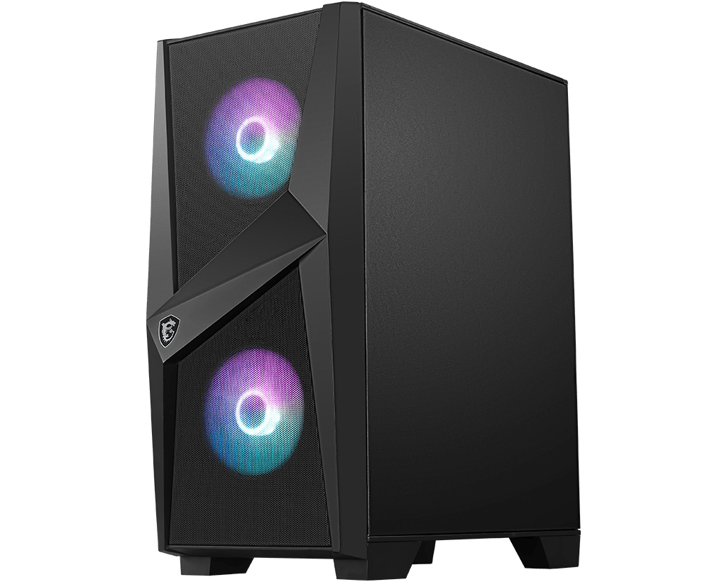 Zweites Bild vonMSI MAG FORGE 100R, Midi Tower, PC, Schwarz, Transparent, ATX, micro ATX, Mini-ITX, Gehärtetes Glas, Gaming