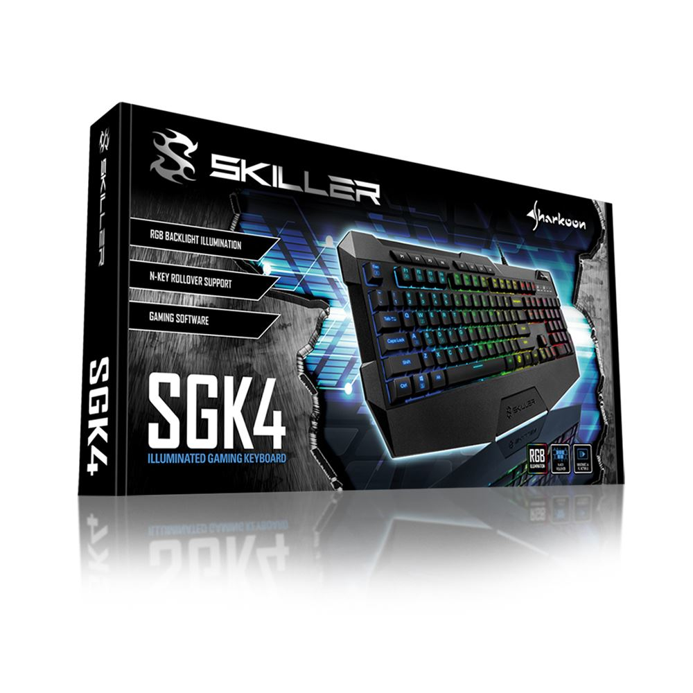 Zweites Bild vonSharkoon SKILLER SGK4, Kabelgebunden, USB, Membran Key Switch, QWERTY, RGB-LED, Schwarz