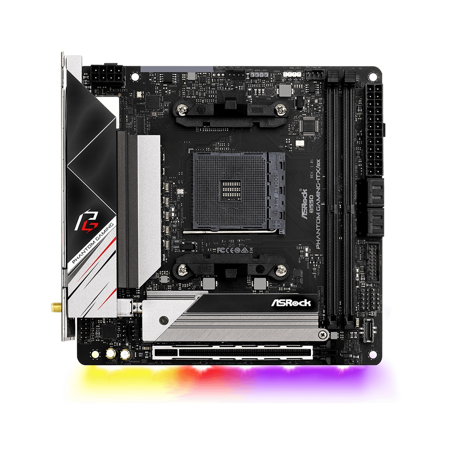 Zweites Bild vonASRock B550 Phantom Gaming-ITX/a, AMD, Sockel AM4, AMD Ryzen 3000 Series, DDR4-SDRAM, 64 GB, DIMM