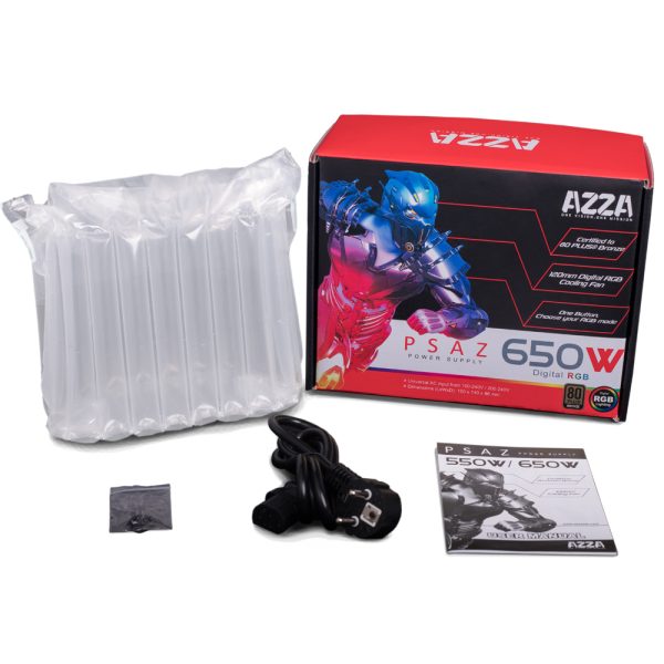 Zweites Bild vonAZZA PSAZ-650W(ARGB), 650 W, 200 - 240 V, 47 - 53 Hz, 100 W, 576 W, 100 W