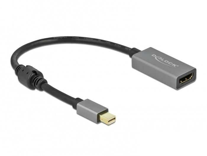 Delock Aktiver mini DisplayPort 1.4 zu HDMI Adapter 4K 60 Hz (HDR), 0,2 m, Mini DisplayPort, HDMI Typ A (Standard), Männlich, Weiblich, Gerade