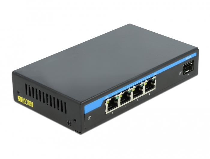 Delock Gigabit Ethernet Switch 4 Port PoE + 1 SFP, Gigabit Ethernet (10/100/1000), Power over Ethernet (PoE)