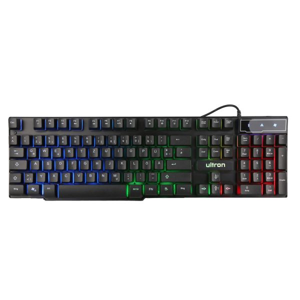 Zweites Bild vonUltron HAWK Gaming Set, Volle Größe (100%), QWERTZ, LED, Schwarz, Rot, Weiß, Maus enthalten