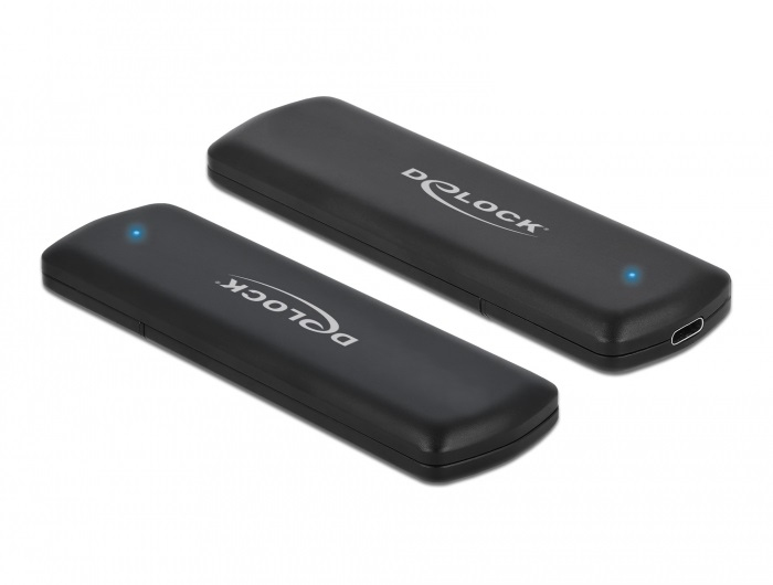 Delock Externes USB Type-C™ Combo Gehäuse für M.2 NVMe PCIe oder SATA SSD, SSD-Gehäuse, M.2, PCI Express, SATA, 10 Gbit/s, USB Anschluss, Schwarz